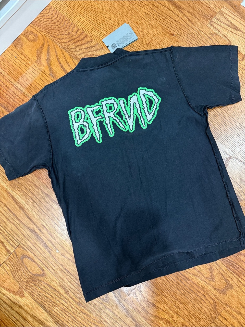 BALENCIAGA BFRND Black Tee with Bold Red Circle Graphic